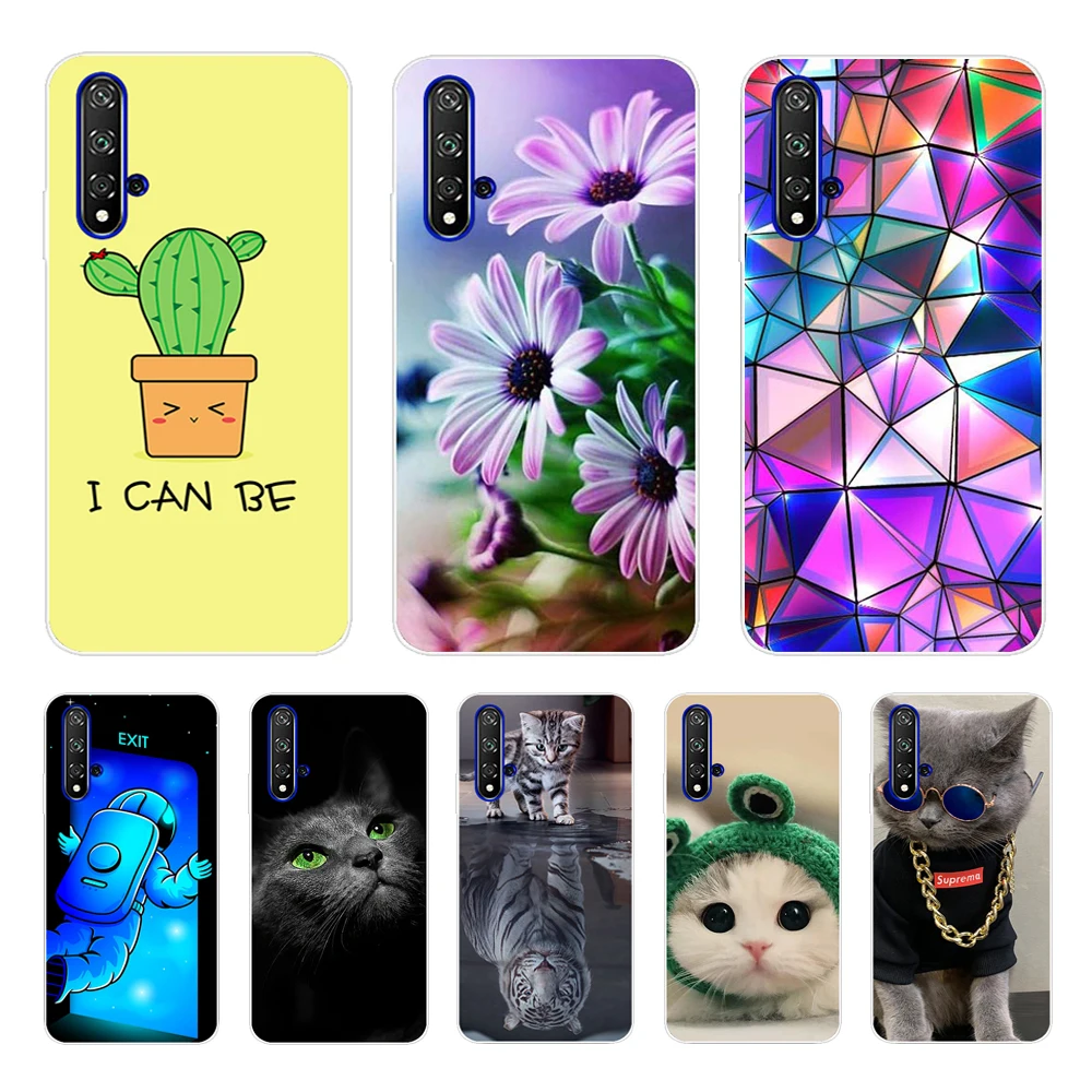 Чехол для Huawei Nova 5 T 6 26 дюйма прозрачные цветы кактус мягкие ТПУ чехлы телефонов t