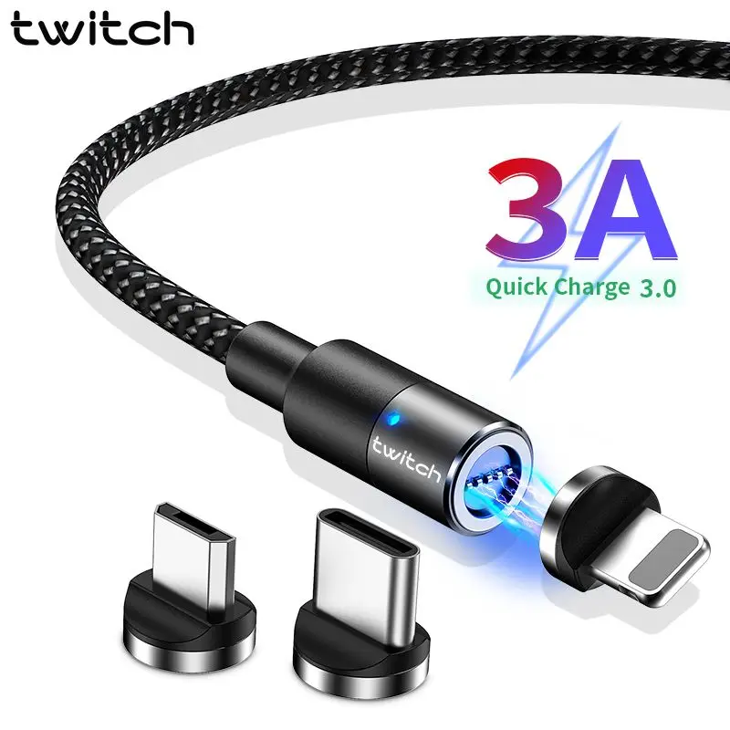 Twitch магнитное зарядное устройство Micro USB кабель для iPhone 11 Pro Max провод для быстрой зарядки usb type C type-C магнит кабели для мобильных телефонов