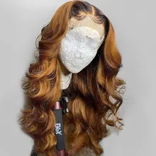 13x4 омбре T1b/27 цвет кружевные передние человеческие волосы парики свободная волна бразильские волосы remy отбеленные узлы предварительно выщипанные