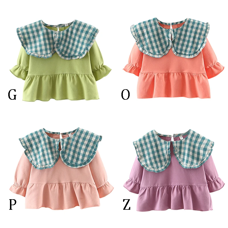 Платье для маленьких девочек От 0 до 3 лет; Новинка; сезон весна; милая модная повседневная футболка с длинными рукавами для малышей