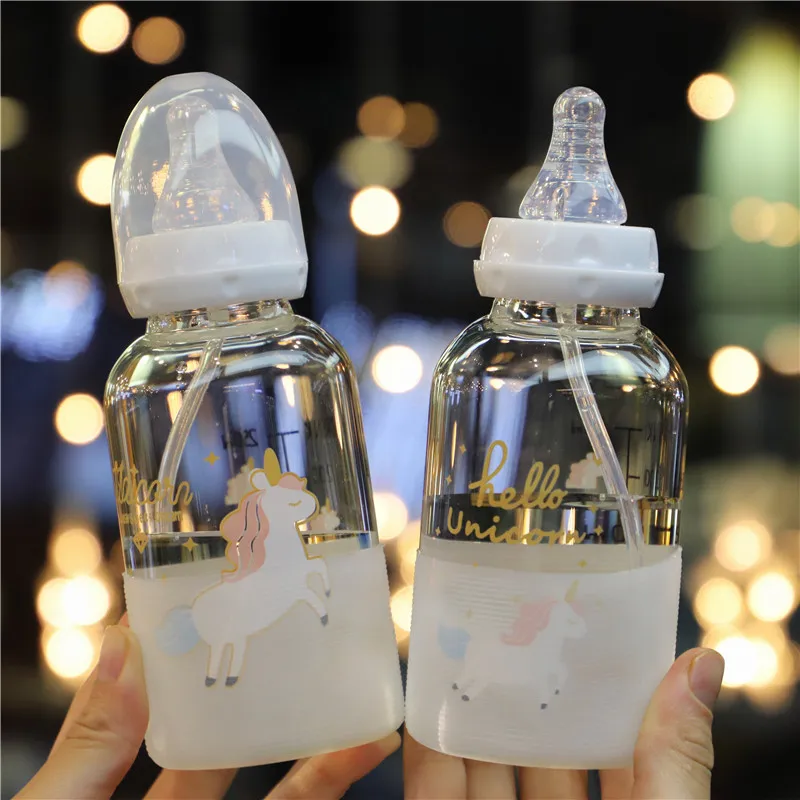 

Creative with Scale Adult Bottle Glass Cute Cup Girl Heart Straw Cup Korean Baby Juice Cup