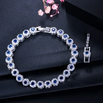 

Fine Hand Jewelry AAA Zircon Bracelet S925 Sterling Silver Sparkling Sapphire Bracelet Bride Wedding Luxury Jewelry