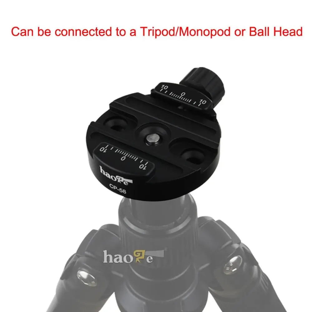 Adaptador com Placa de Liberação Rápida para Câmera Cabeça de Bola Compatível com Arcos Braçadeira para Botão de Parafuso de 58mm Haoge Tripé Monopé Suíços - Image 6