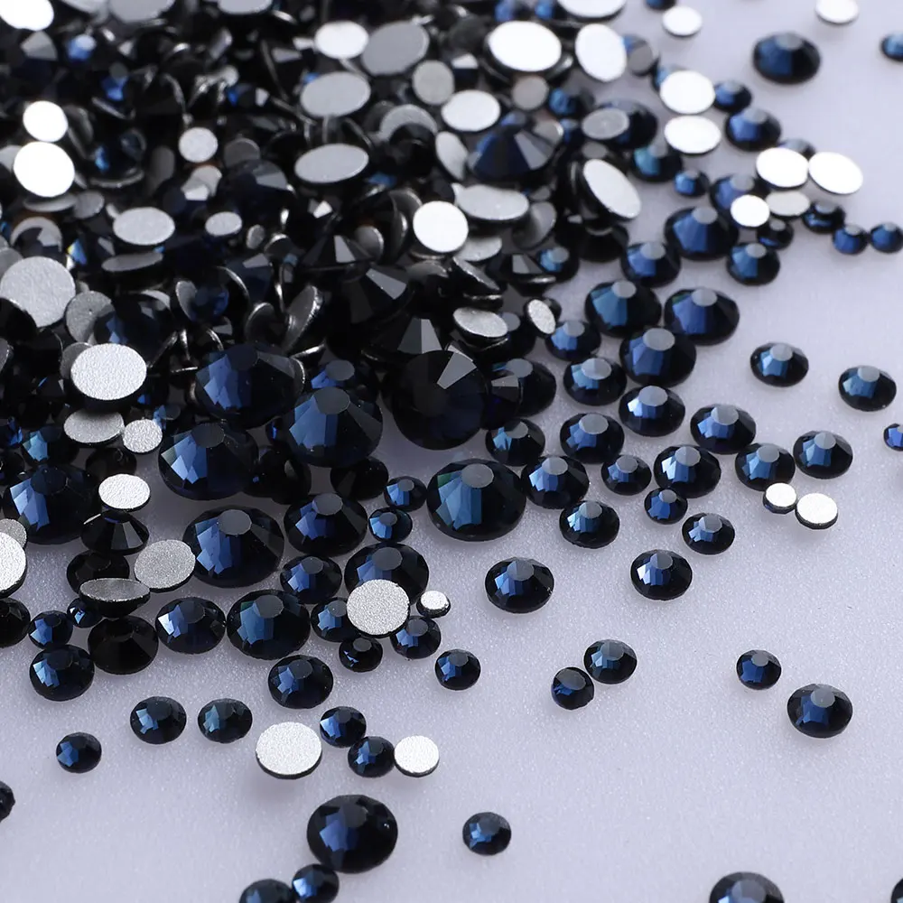 Mix Size Black Diamond Flat Back Rhinestones for Face Self-adhesive Crystal Beads Loose Precious Stones Diamond Painting Jewelry