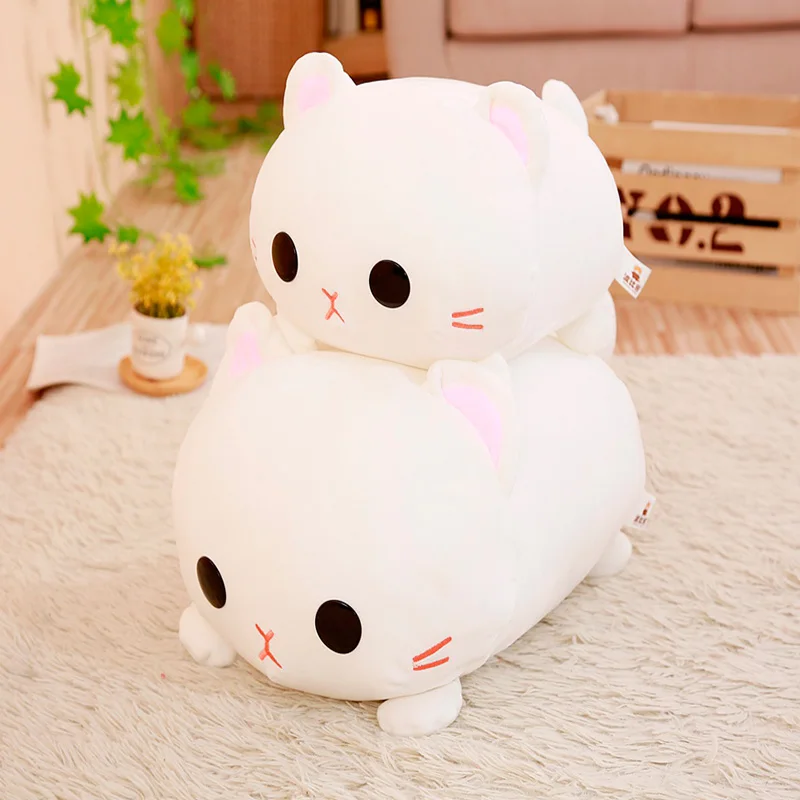 35/45 см Kawaii Белая кошка плюшевая мягкая подушка милая плюшевая зверушка игрушки куклы для девочек день рождения, День святого Валентина подарки подарок мягкий - Цвет: Белый