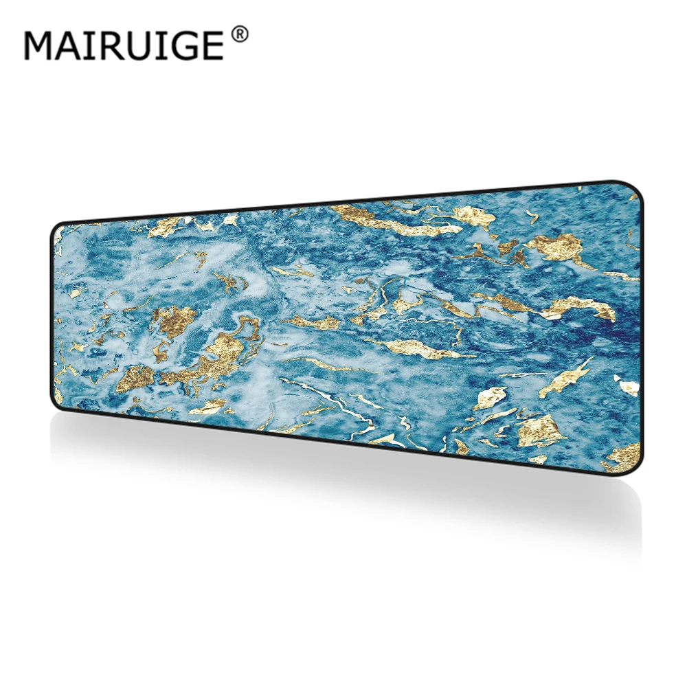 

Mouse Pad Gaming Desk Marble Golden Blue Texture Geometric Large Mousepad 70x30cm/90x40cm Keyboard Pad