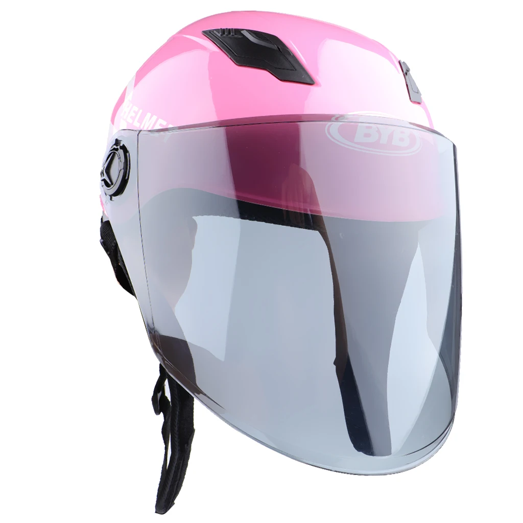 MagiDeal Motorcycle Helmet Single Shield Racing Moto Helmet Pink Tawny Lens