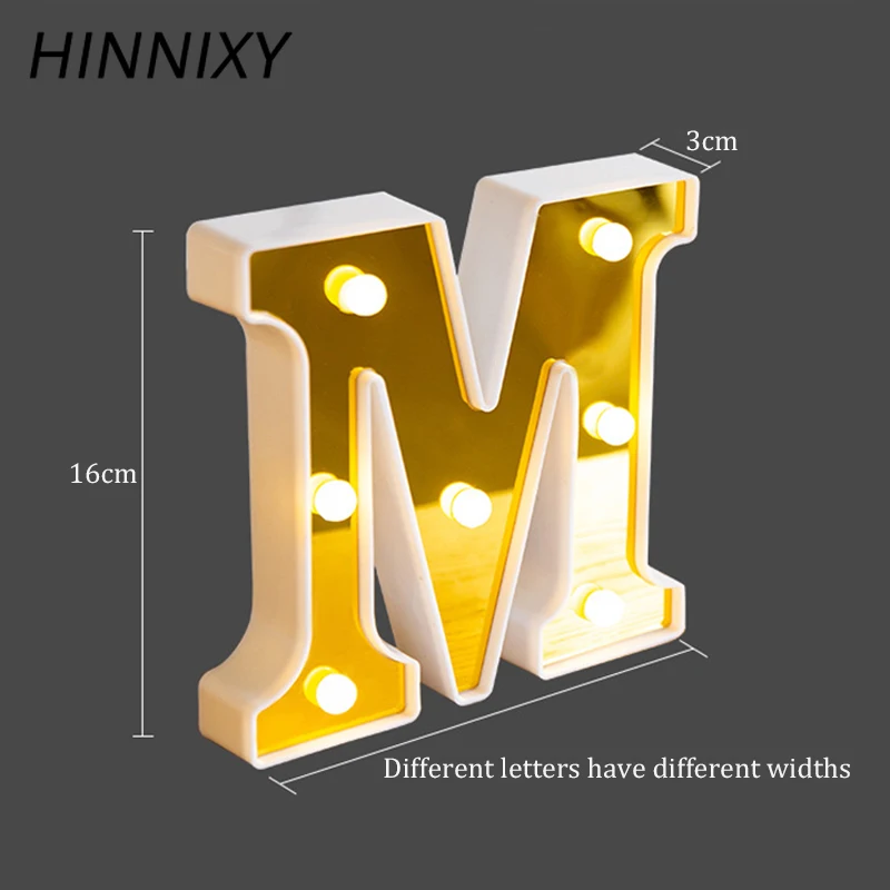 Hinnixy Golden 26 Letter Night Light Marquee Sign Alphabet Letter Lamp Home Club LED Indoor Party Wedding Romantic Decoration