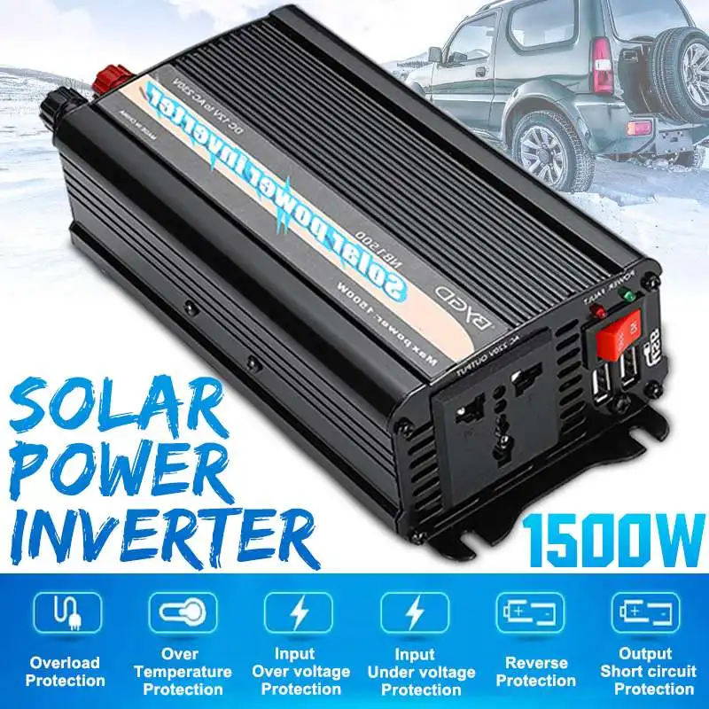 

Dual USB Charge 1500W Watt DC 12V to AC 220V Car Power Inverter Charger Converter Adapter DC 12 to AC 220 Modified Sine Wave