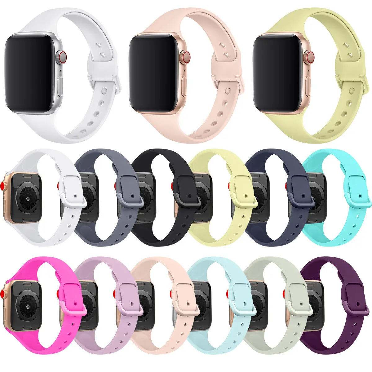 Мягкий силиконовый замена спортивный пояс для 38/40/42/44 мм Apple Watch серии 1 2 3 4 5 наручных часов iWatch, спортивные смарт-корректируемая контактная манжета