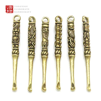 

6pcs/lots Gold Metal Spoon Bottle Use Sniffer Snorter Snuff Powder Tobacco Micro-tuning Shovel Spoon Smoking Accessories