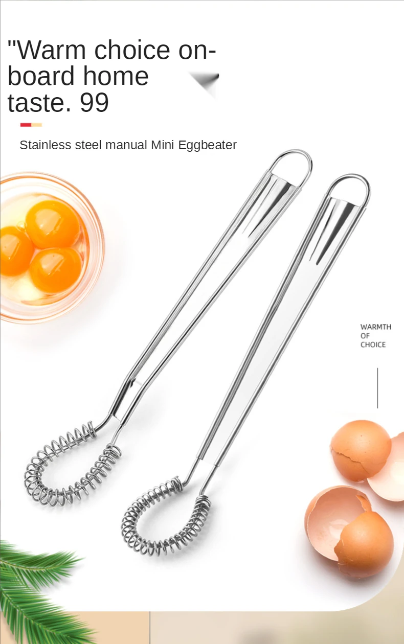 Fouet à spirale de cuisine, Mini agitateur en acier inoxydable, cuillère à  mèche, mixeur manuel, fouet de printemps, bâton de trempage pour le miel de  20cm - AliExpress