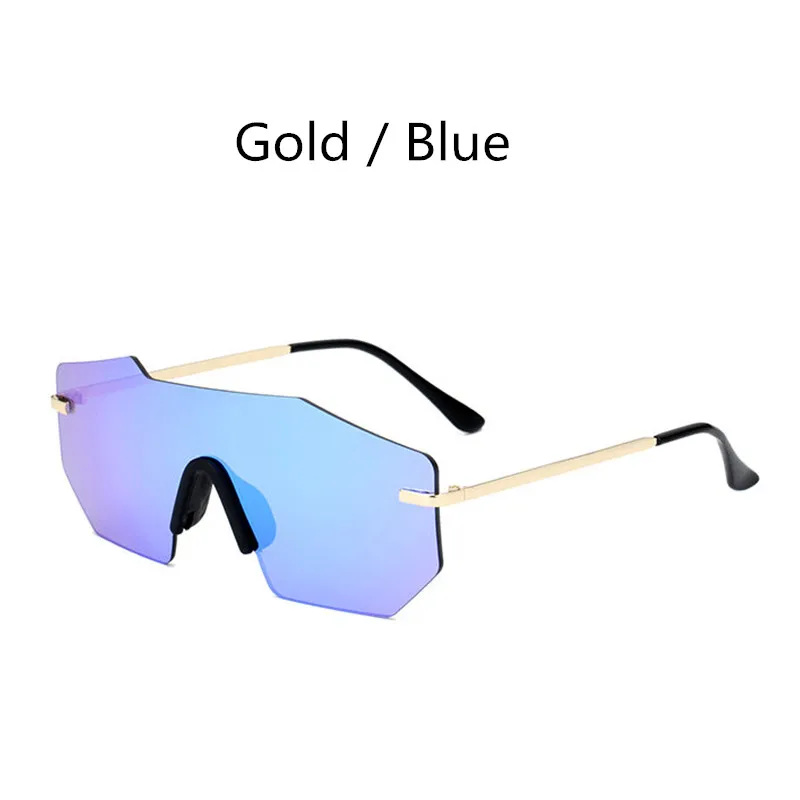 AIMISUV, брендовые дизайнерские солнцезащитные очки, женские, Ретро стиль, без оправы, зеркальная оправа, уникальные, негабаритные линзы, солнцезащитные очки, мужские, UV400 - Цвет линз: ZSS0056C4