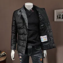 Зимнее деловое повседневное мужское Брендовое пуховое пальто на пуговицах с белым утиным пухом, куртка большого размера 4XL, уличная черная теплая верхняя одежда для мужчин