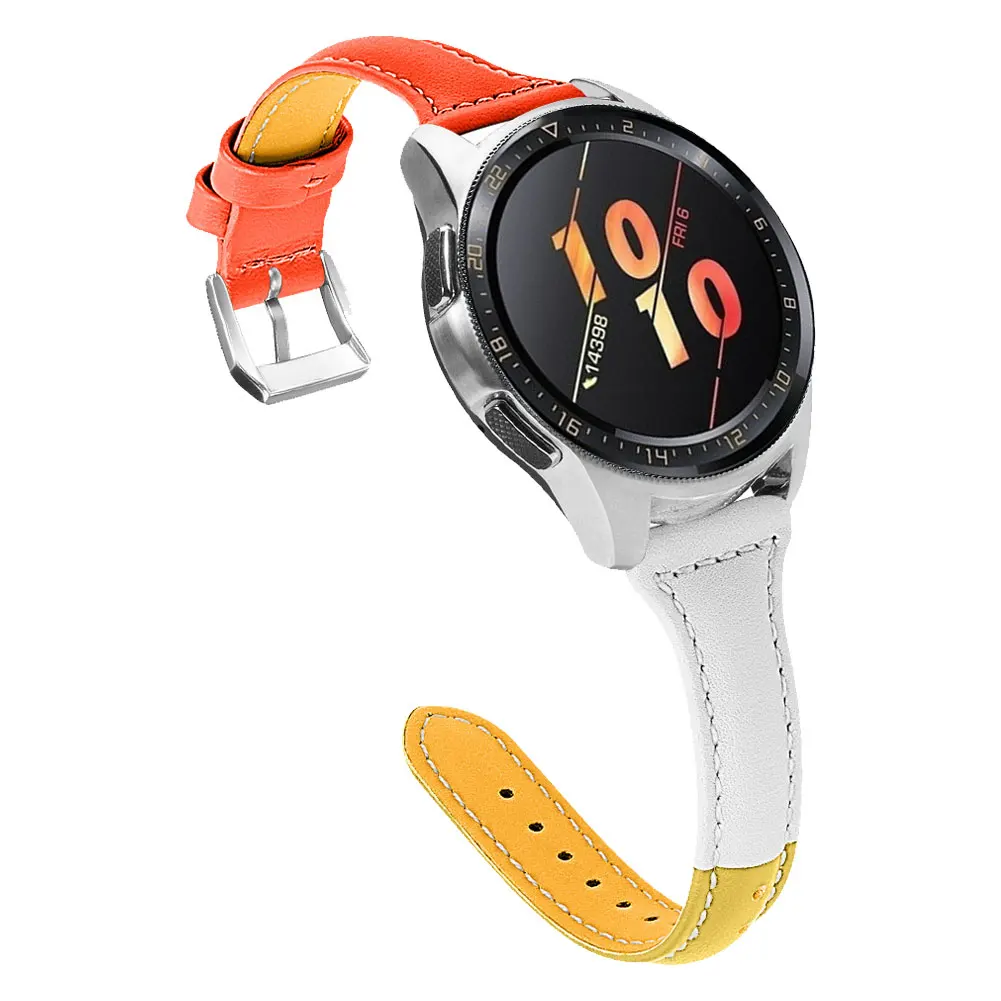 Orange Быстроразъемный ремешок для часов 22 мм, универсальный браслет для samsung Gear2 R380, кожаный ремешок для часов Fossil Q - Цвет: Orange