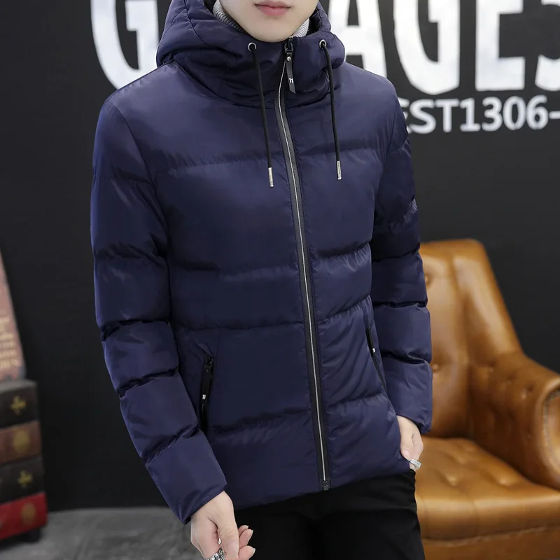 Зимняя мужская одежда из хлопка в Корейском стиле, молодежная Повседневная плотная приталенная одежда с хлопковой подкладкой, куртка с хлопковой подкладкой, пальто большого размера