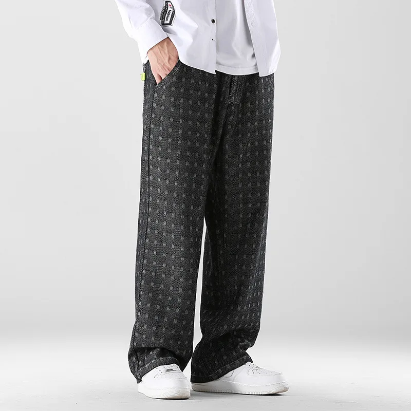 Vintage Black Men Jeans Autumn New Loose Straight Pants Streetwear Wide Leg Skateboard Trousers Male BIG SIZE Harajuku Clothing 2