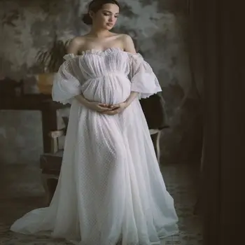 

Elegant Maternity Dress Tulle Ruffled Maternity Gown for Photoshoot Boudoir Lingerie Robe Bathrobe Nightwear Babydoll Robe