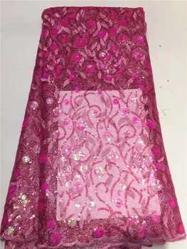 

high quality African French Net Organza lace fabric with shining sequins embroidery for African party dress FFZ-102