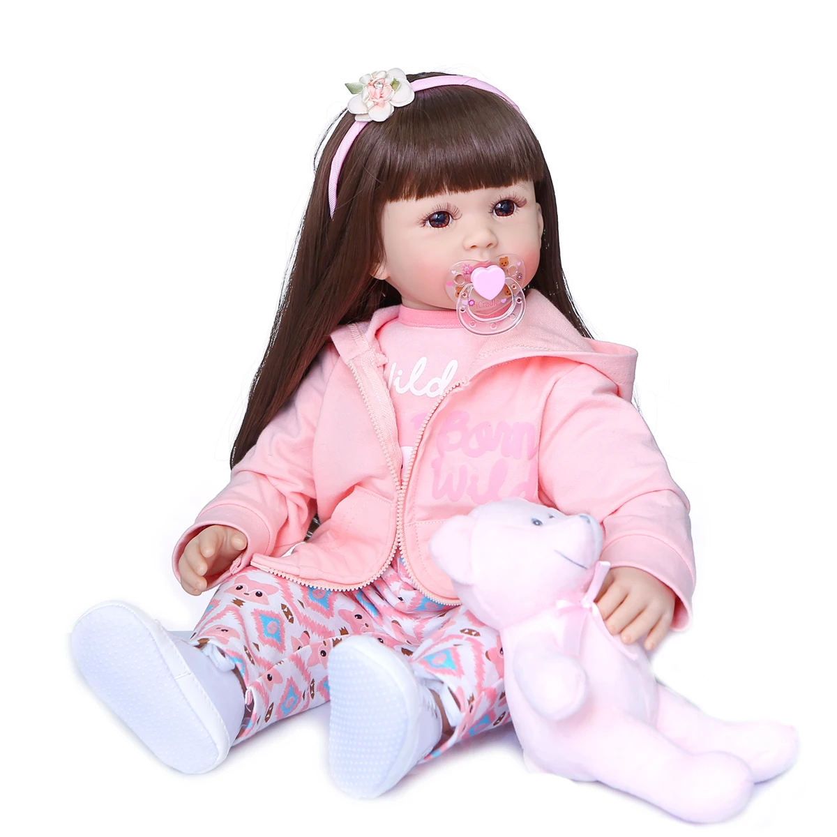 

24 inch soft silicone reborn baby doll lifelike girl princess real toddler size children's holiday gift playmate toys