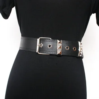 

New Women Punk Rave Rock Vintage Rivet Leather Waist Belt Sexy Harness Bondage Fetish Corset Straps Silver Metal Belt Straps