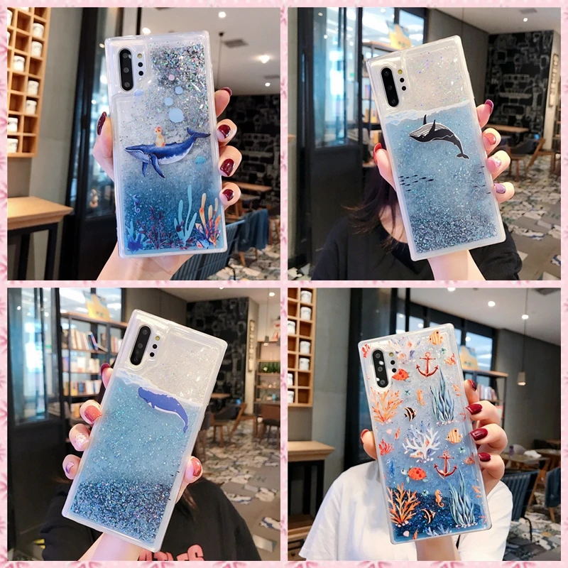 

luxury Phone Case For Redmi 7 S2 6A 6 Pro 5 Plus Whale Dolphin Quicksand Mobile case Note 7 6 5 Pro Anti-fall phone cover