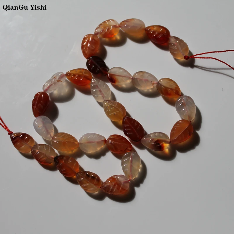 AAA+ Irregular Strip Natural leaves chalcedony agate Stone Beads the middle hole For Jewelry Making DIY Bracelet L14W10T5MM 26p