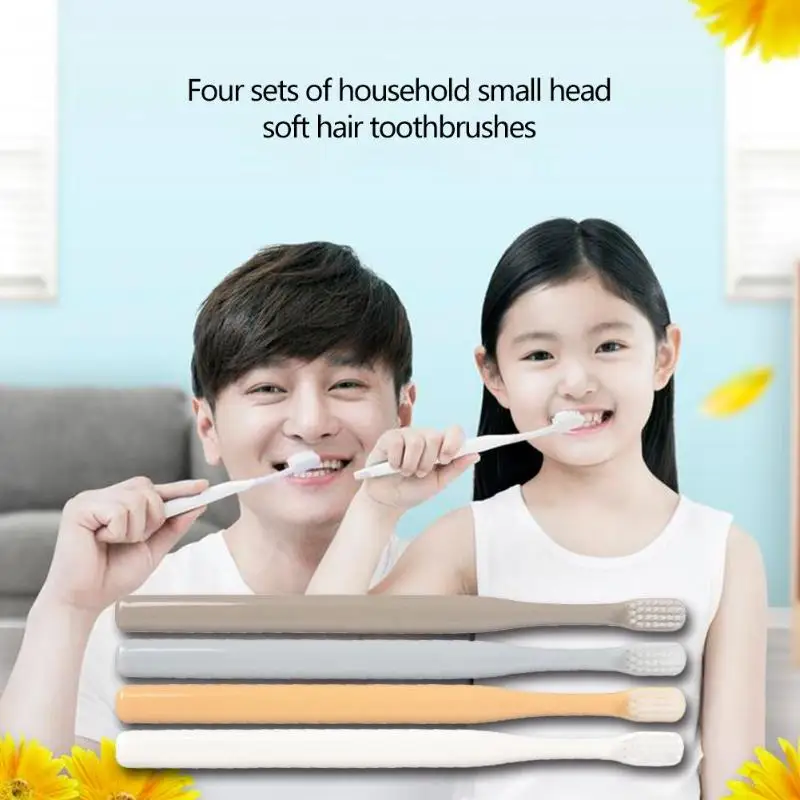 4pcs/set Soft Bristle Toothbrush Portable Small Head Multicolor Tooth Brush