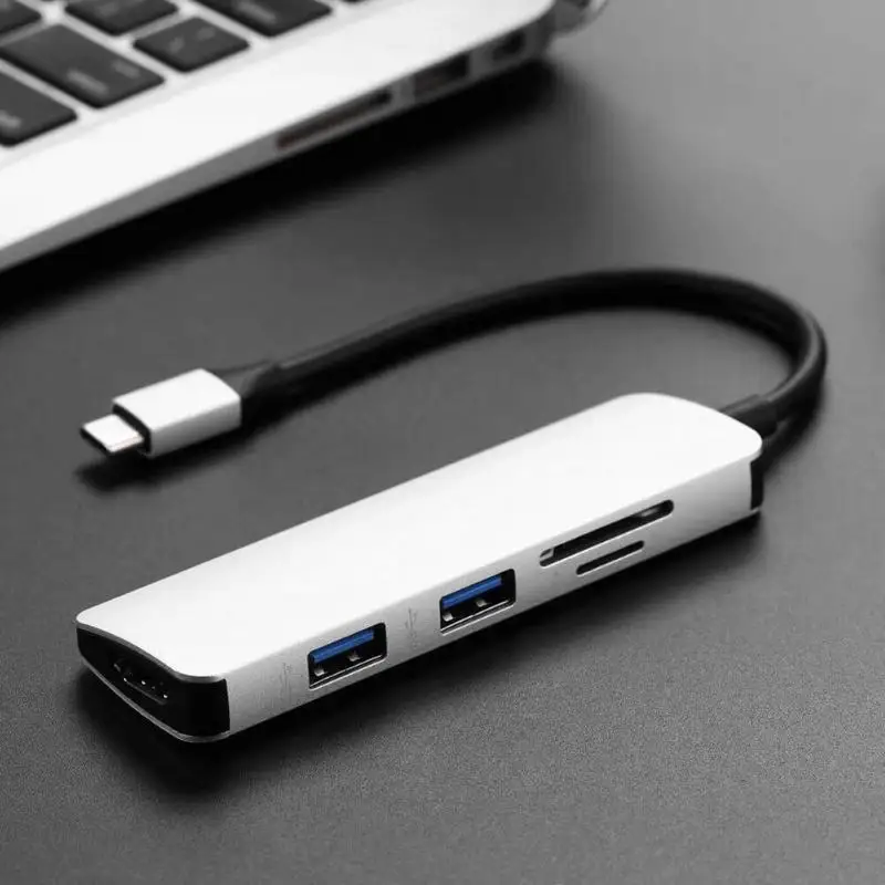 ALLOYSEED 5 в 1 USB-C концентратор тип C к USB 3,0 HDMI SD TF карта памяти адаптер док-станция для MacBook Pro type-C сплиттер
