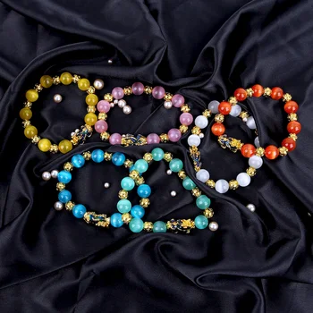 

Unisex Temperature Change Color Brave Bracelet Stone Bead Bracelet Chinese Feng Shui Wristband Wealth Good Luck Bracelet