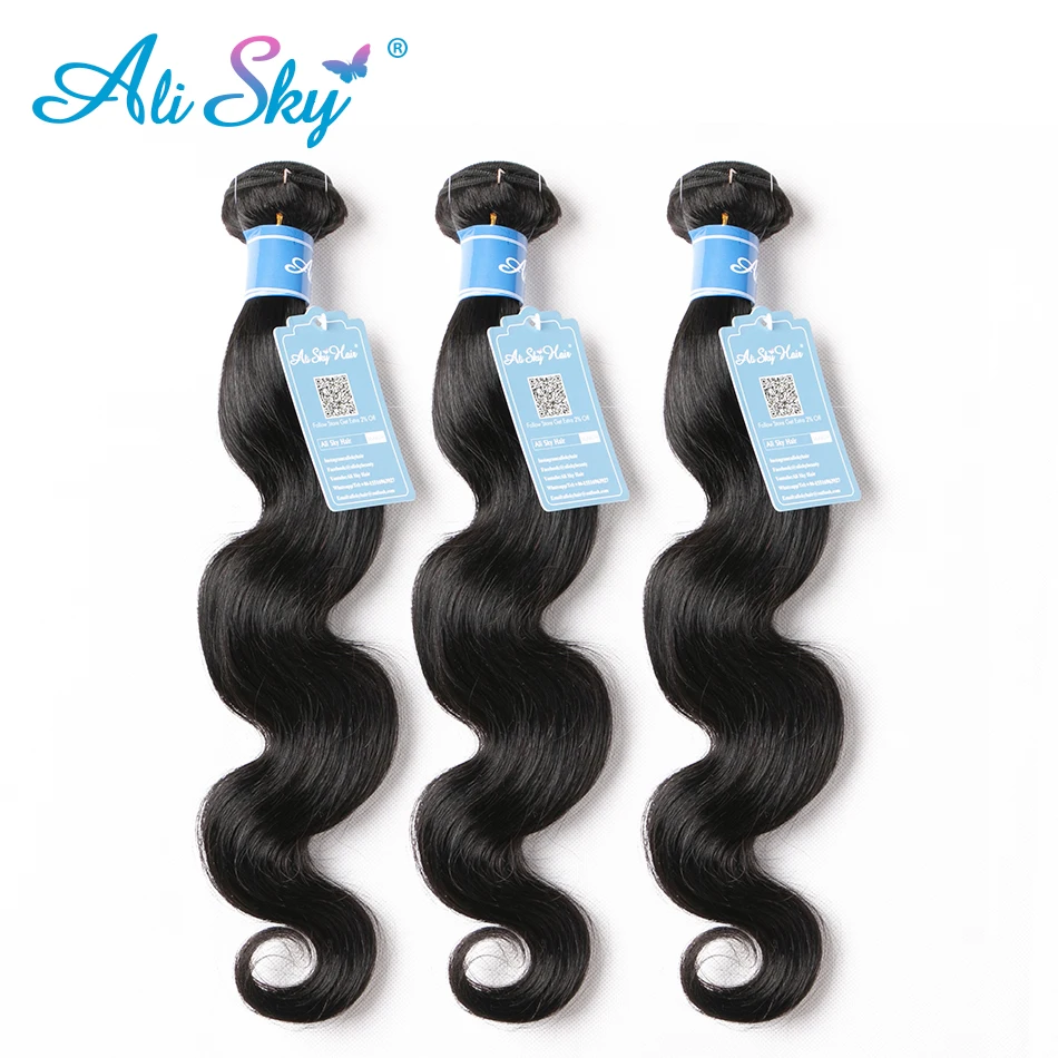 

Ali Sky 3PCS Peruvian Body Wave Hair Weft Mixed Length 8-30 Inch 100% Soft Human Hair Bundles Free Shipping 1b Remy black