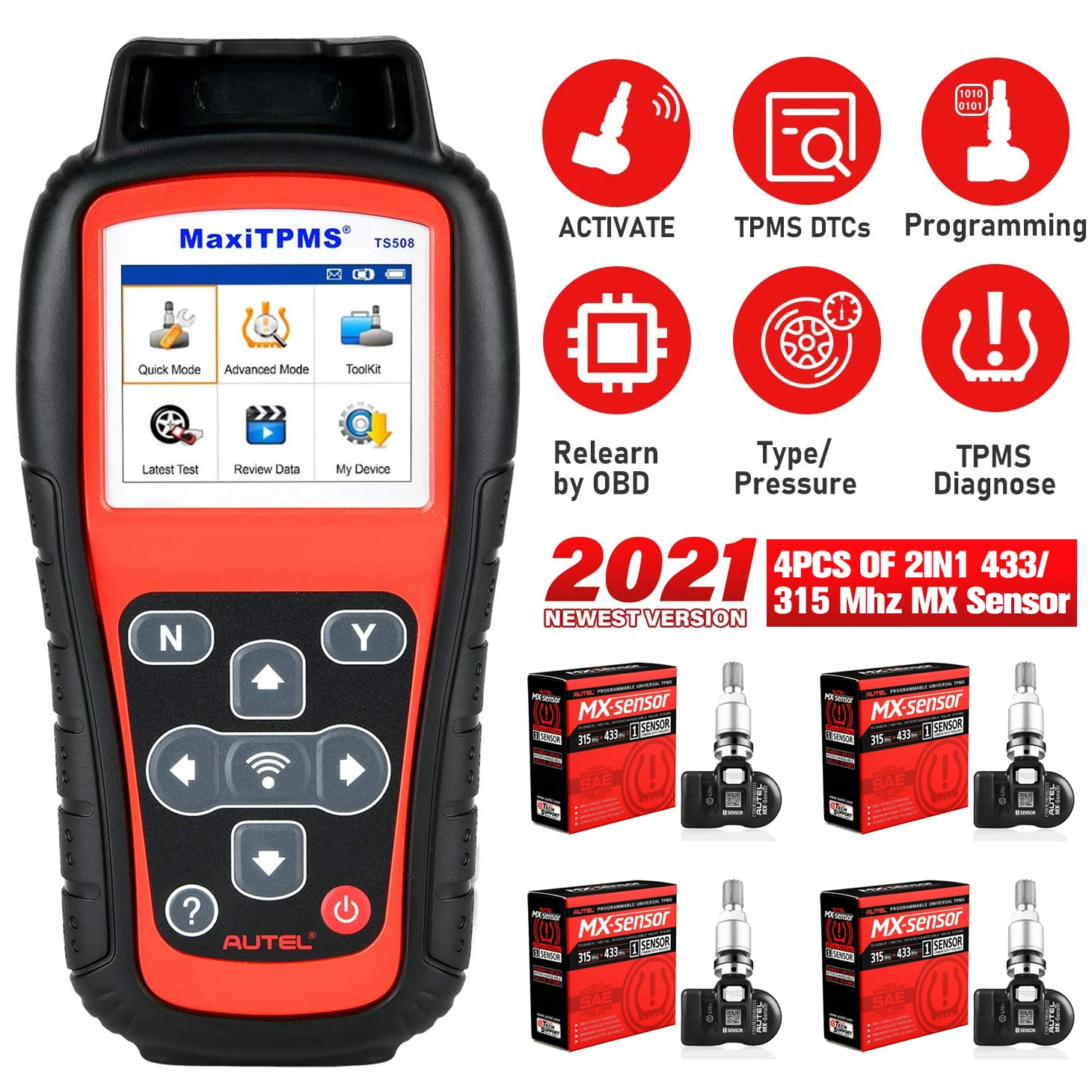 Autel MaxiTPMS TS508 TPMS Tool+MX Sensors TPMS Programing Programmer Kit,Car OBD2 Diagnostic Tool TS508K Tire System Code Reader car battery charger price