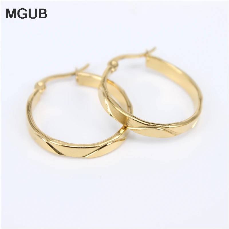Diameter 17-30MM Circle Small Hoop Earrings With Gold Color Simple Earring For Women Stainless Steel Jewelry LH820 | Украшения и