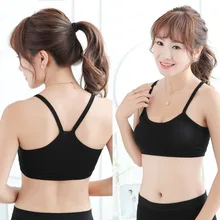 Модный укороченный топ с бюстгальтером, женское однотонное нижнее белье с бретельками, без подушечки на груди, хлопковый бюстгальтер-майка