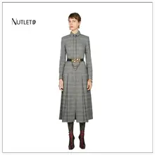 autumn and winter women's new plaid bow tie long-sleeved dress office dress dress fashion retro dress