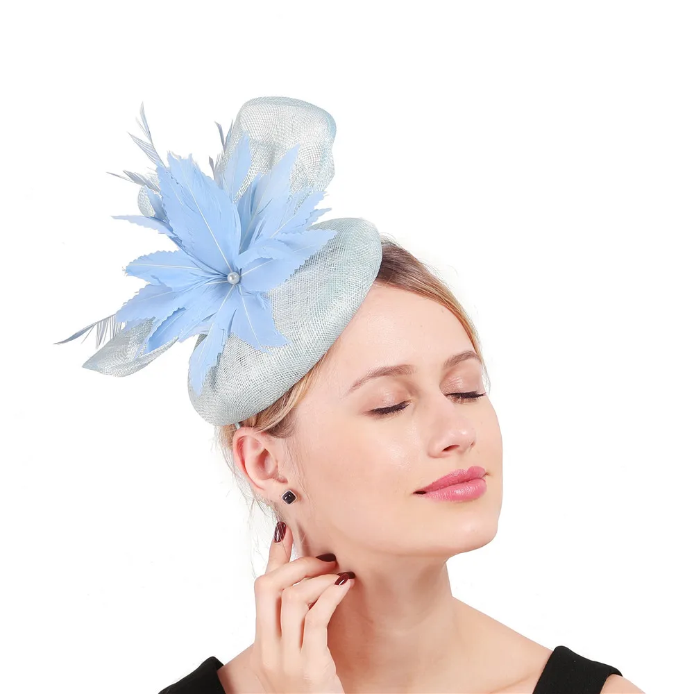 4 слоя sinamay Свадебная сетка feathersmillinery шляпа светло-голубое белье очарование Женские аксессуары элегантный головной убор высокое качество