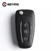KEYYOU Flip Folding Remote Key Shell Car Key Cover 3 Buttons For Ford Focus Mondeo Fiesta 2013 Fob Auto Case With HU101 Blade ► Photo 1/5