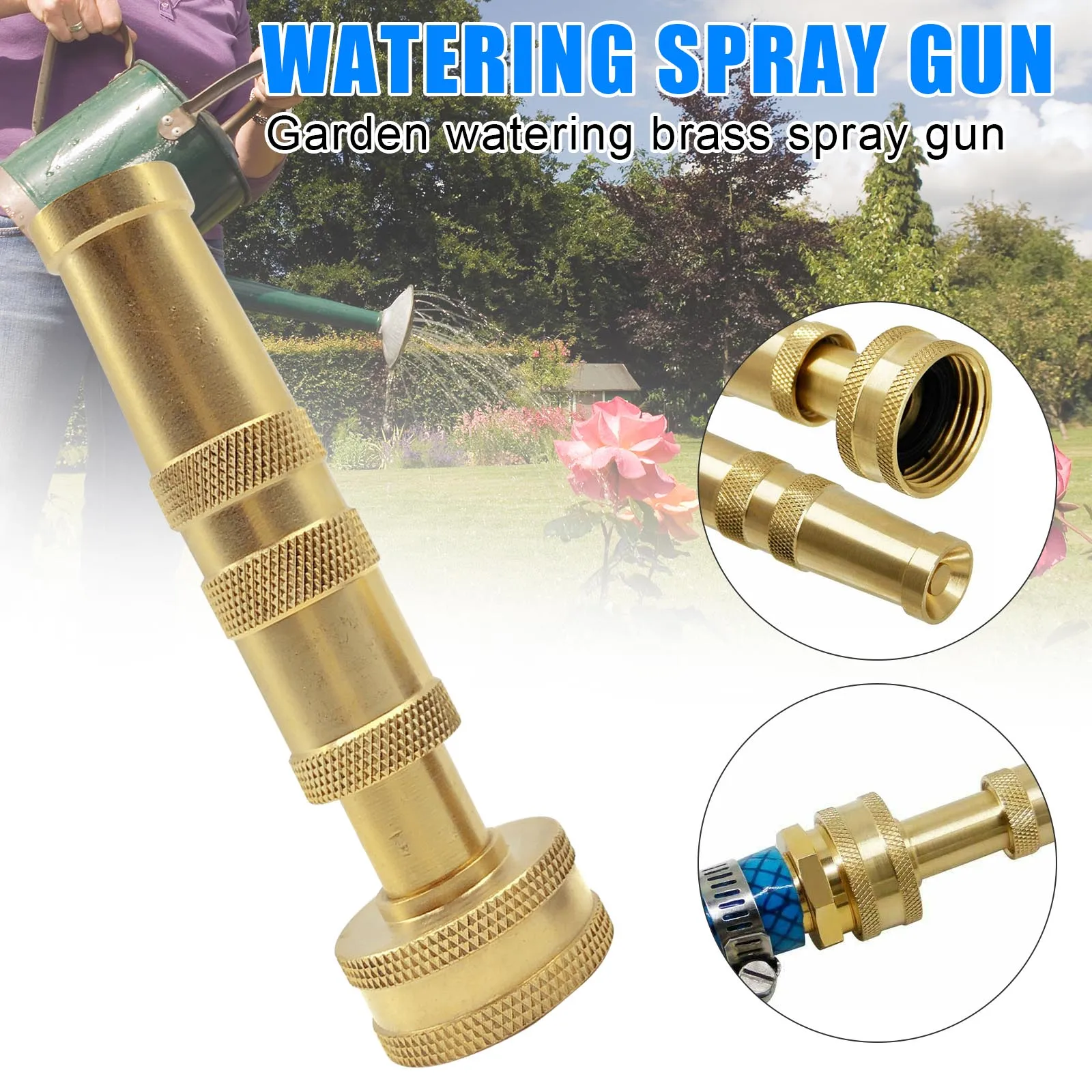 Твердая латунь Сад Спрей насадка 4 дюйма Регулируемый поворотный водяной шланг