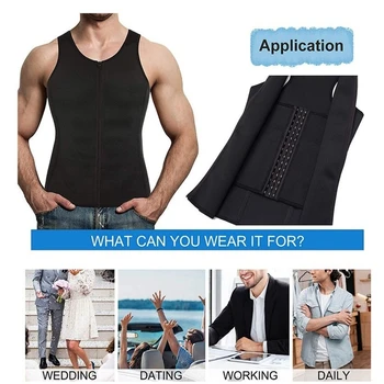 

Men's compression body shape shaping vest vest button+zipper double layer sports corset corset waist shaping waist sauna service
