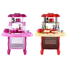 Дети девушка Кухня игрушки подарки на день рождения Портативный электронные огни малыша классический игрушечная кухня с посудой Плита набор