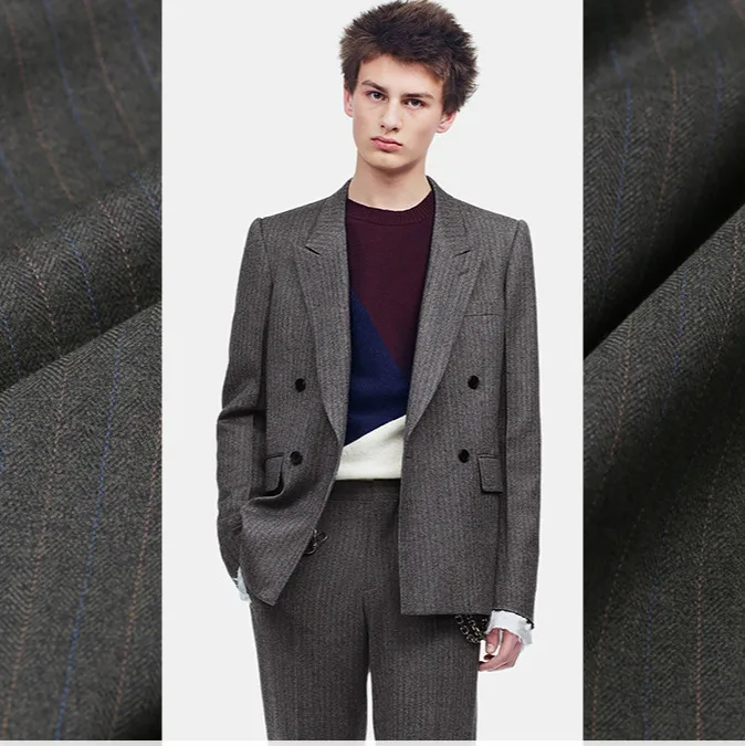 Pinstripe worsted wool fabric meter 150cm autumn and winter coat suit 100% trousers cloth | Дом и сад