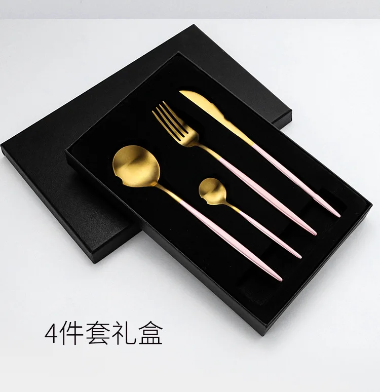 Gift box 1 Pcs Горячая Распродажа столовый набор столовых приборов ножи вилки ложки Wester кухонная посуда из нержавеющей стали вечерние столовые приборы - Цвет: Gift box 1 Pcs