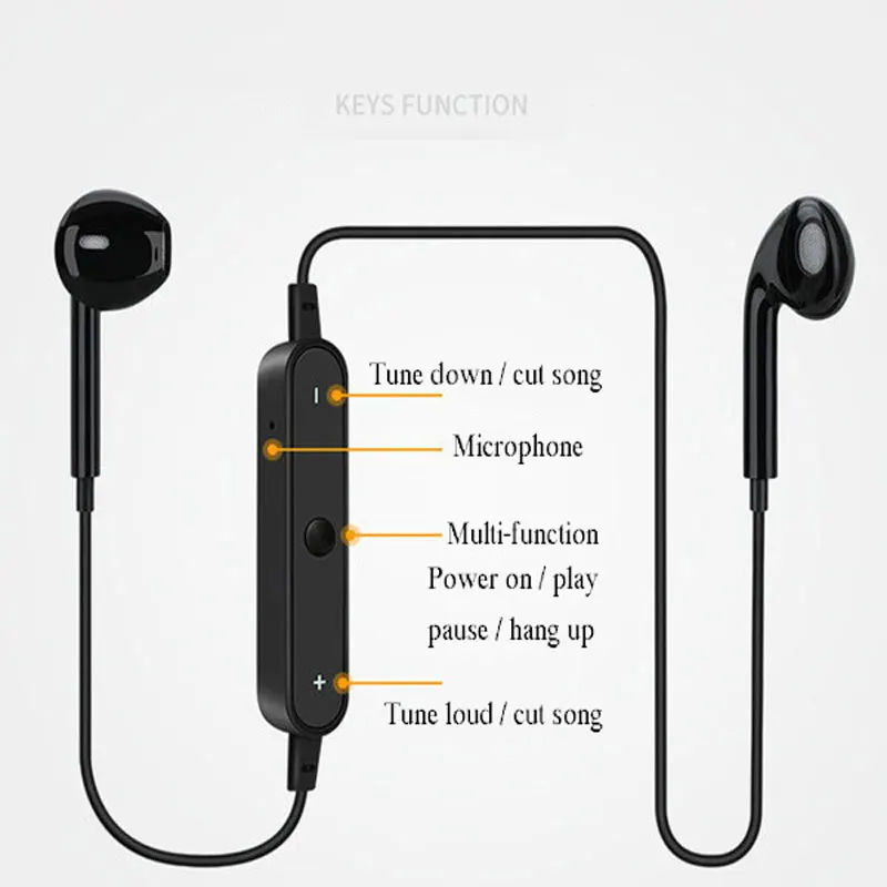 Спортивные наушники с шейным ремешком S6, беспроводные Bluetooth наушники с регулятором громкости, микрофон, стерео наушники, гарнитура для iPhone, samsung, huawei