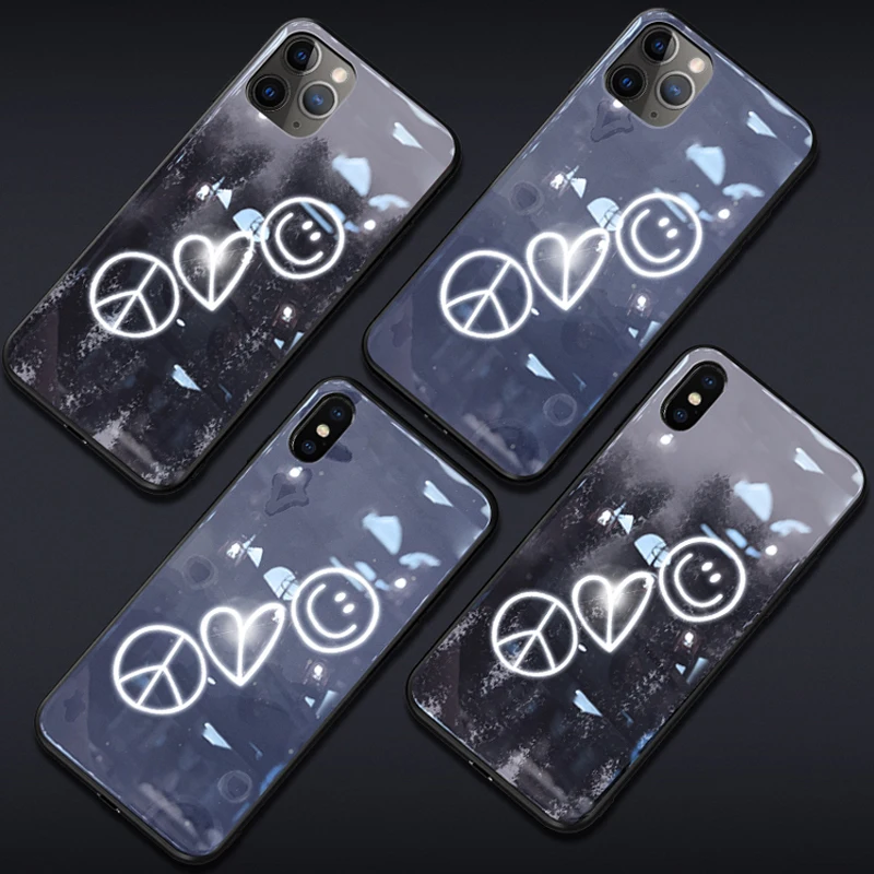 Умный светодиодный светящийся чехол для iPhone 11 Pro, чехол Mofi для iPhone 11 Max, чехол, цветной светильник, улыбающееся лицо, стеклянная оболочка