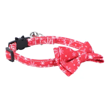 

Christmas Pet Collar with Bells and Bow Ties Adjustable Cat Collar Neck Strap