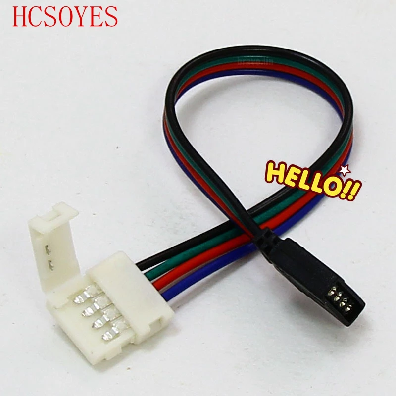 

5pcs No soldering 4PIN Cable PCB Board Wire to 4 Pin Female Adapter 10mm 5050 RGB LED Strip light connectors
