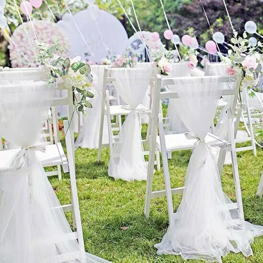 Пояс на спинку стула из мягкой марлевой ткани для свадебного торжества, для потолка, с бантиком, с лентами, для галстуков, с сеткой, для украшения стула, с узлом