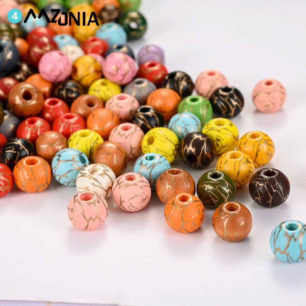 Printing Colored 10/20pcs 10mm Natural Wooden Beads For Jewelry Making  Carved Decorative Pattern Beads DIY Bracelets Accessories - AliExpress