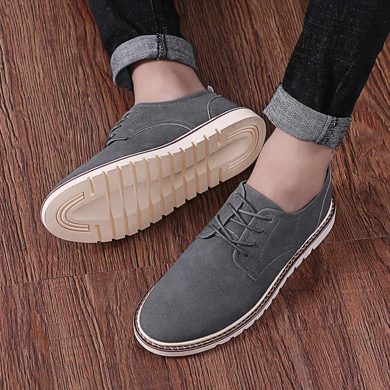 

Men Casual Shoes Lace Up Cow Suede Men British Fashion Leisure Shoes Large Size 47 New Trendy Casual Oxford Shoes for Men