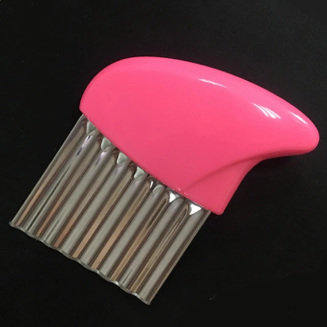 French Fry Slicer Cutting Tool Potato Chips Cutter Fruit Vegetable Wavy Chopper Knife Stainless Steel Kitchen Carrot Shredders - Цвет: rose